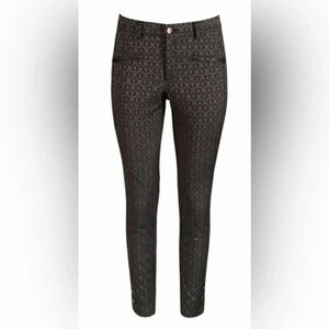 Peruvian Connection Ryder Pants Womens Size 8 Brown Black Skinny Leg Button Hem